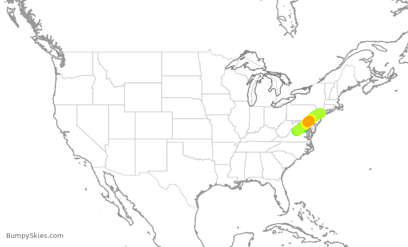 Turbulence forecast map for RPA4381, LGA to CHO