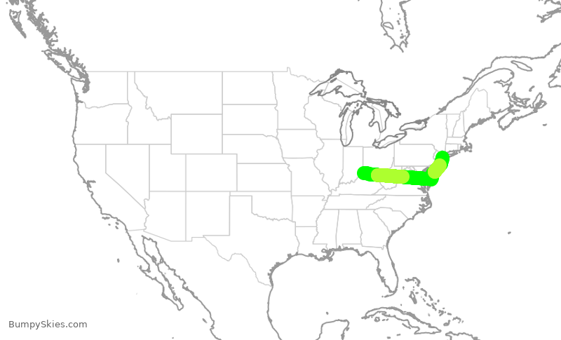 Turbulence forecast map for RPA4388, CVG to JFK