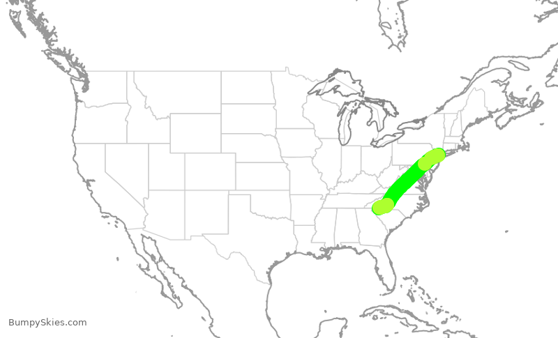 Turbulence forecast map for RPA4390, LGA to GSP