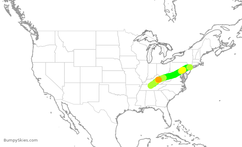 Turbulence forecast map for RPA4392, LGA to BNA