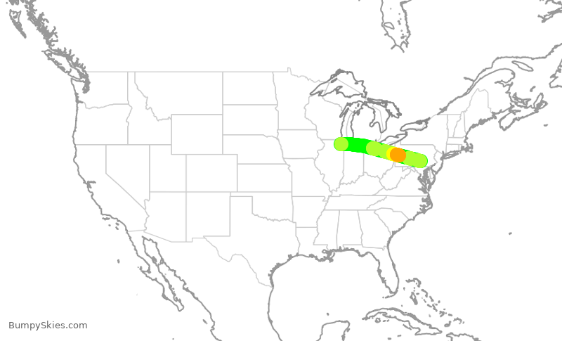 Turbulence forecast map for RPA4392, ORD to MDT