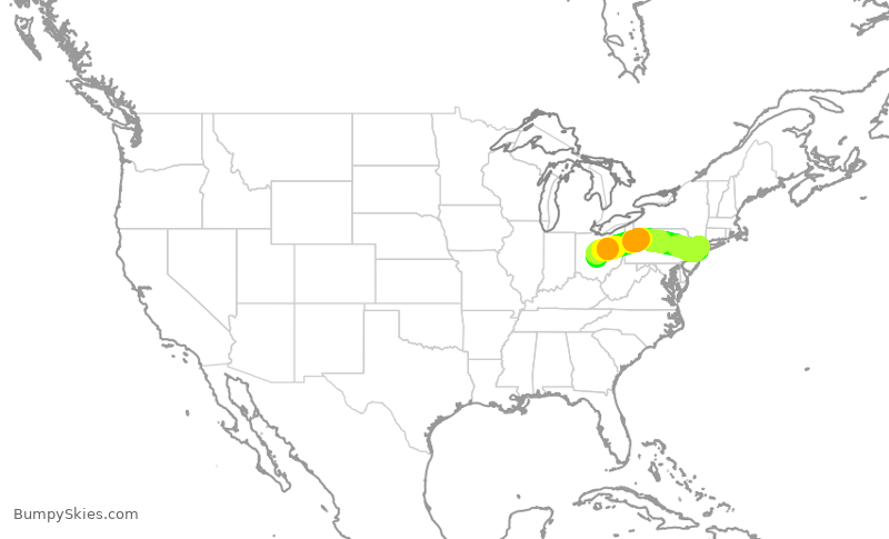 Turbulence forecast map for RPA4394, CMH to LGA
