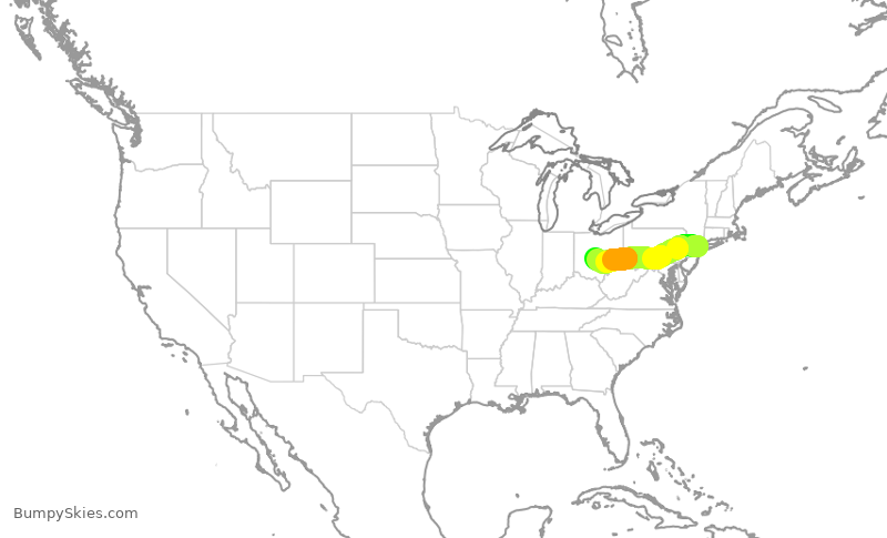 Turbulence forecast map for RPA4398, LGA to CMH