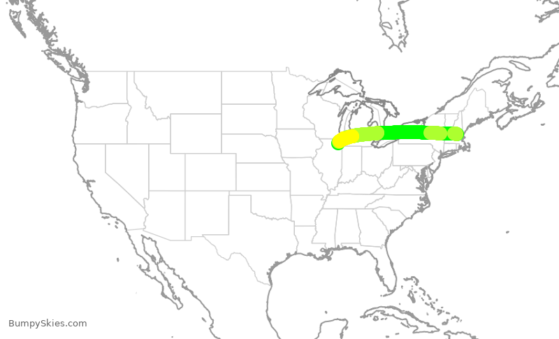 Turbulence forecast map for RPA4400, MHT to ORD
