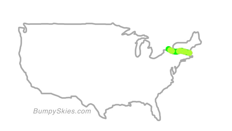 Map of continental US with illustrated flight path and turbulence forecast (described in text below)