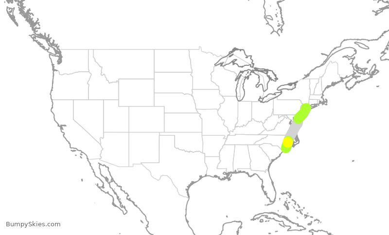 Turbulence forecast map for RPA4401, LGA to ILM