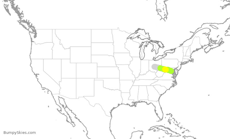 Turbulence forecast map for RPA4405, CMH to DCA