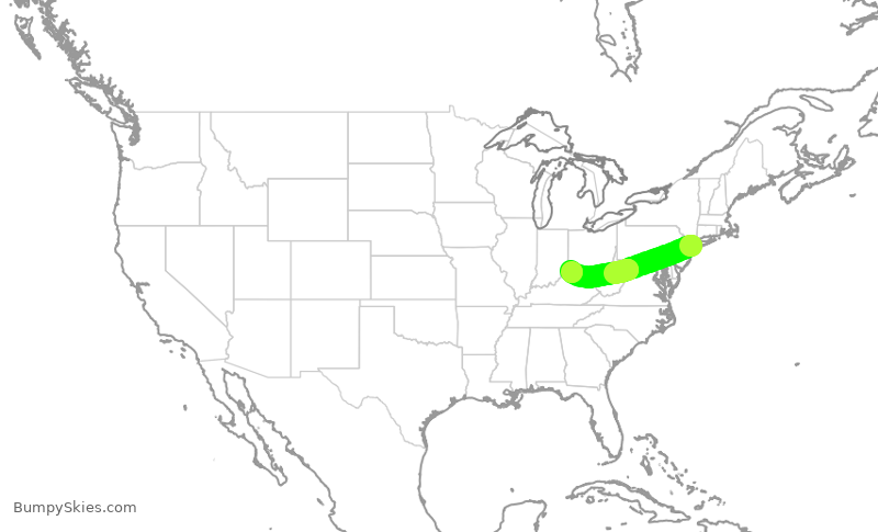 Turbulence forecast map for RPA4408, JFK to CVG