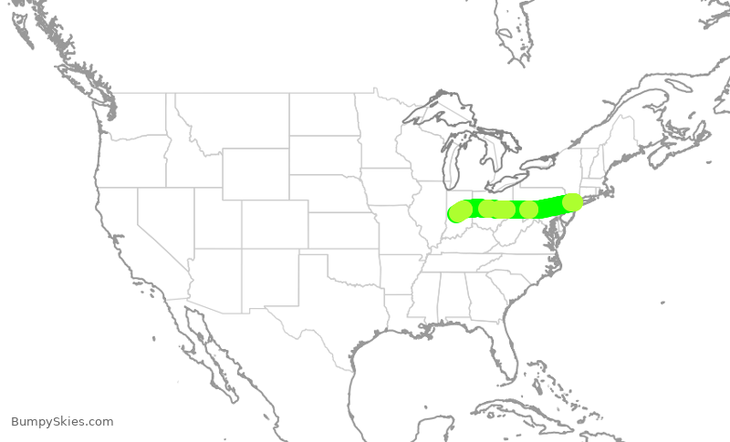 Turbulence forecast map for RPA4409, LGA to IND
