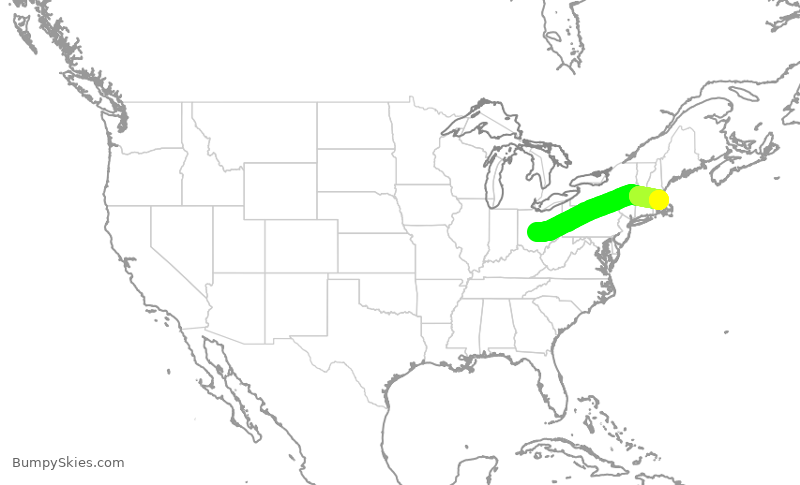 Turbulence forecast map for RPA4412, CMH to BOS