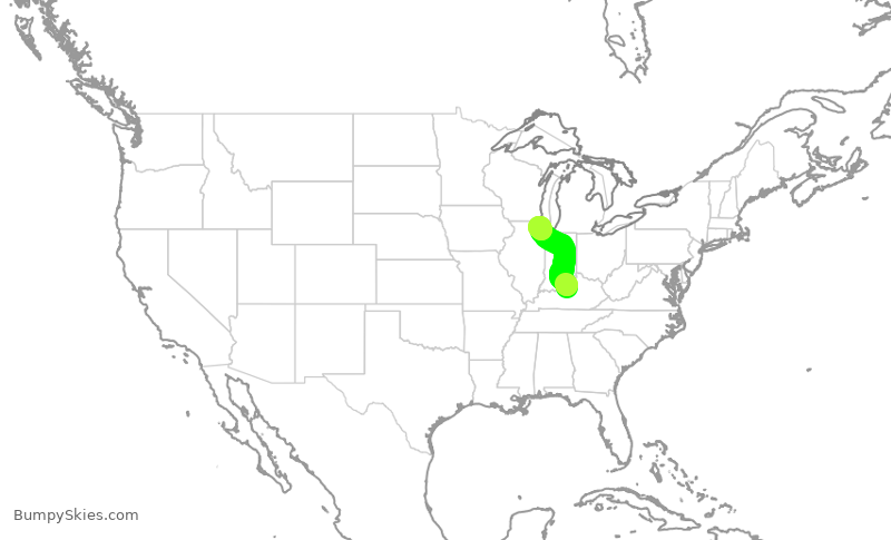 Turbulence forecast map for RPA4413, SDF to ORD