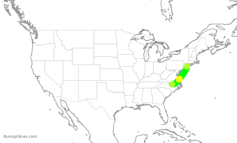 Turbulence forecast map for RPA4417, RDU to JFK