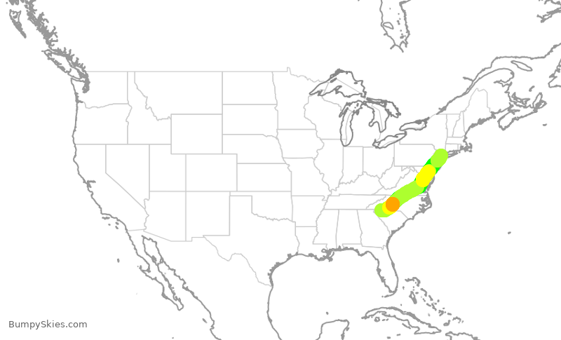 Turbulence forecast map for RPA4423, GSP to LGA