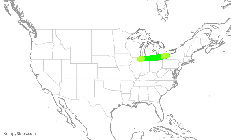 Turbulence forecast map for RPA4423, ORD to BUF