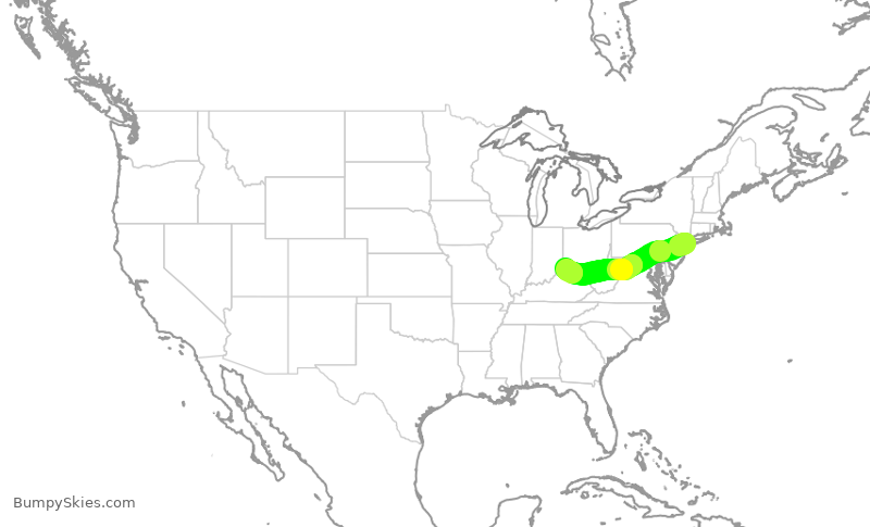 Turbulence forecast map for RPA4426, JFK to CVG