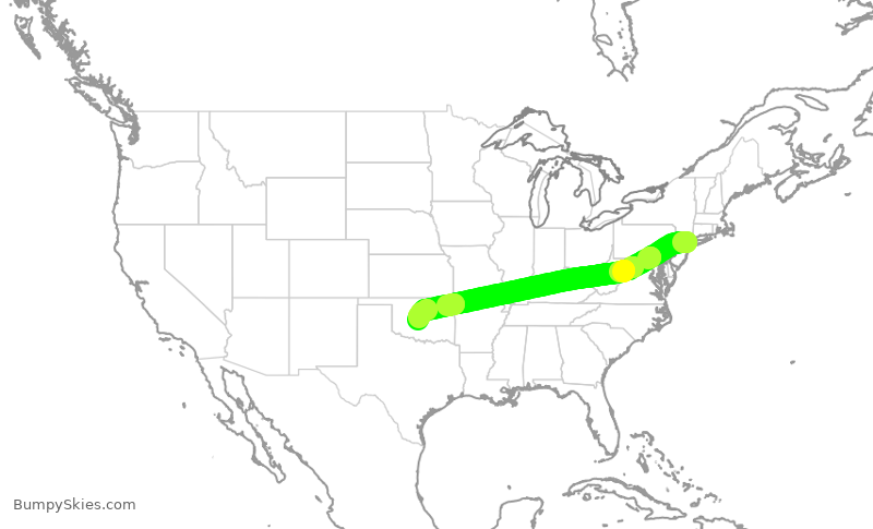 Turbulence forecast map for RPA4426, LGA to OKC