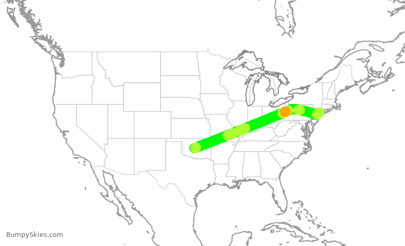 Turbulence forecast map for RPA4426, OKC to LGA