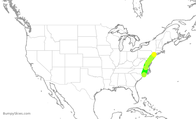 Turbulence forecast map for RPA4428, ILM to LGA