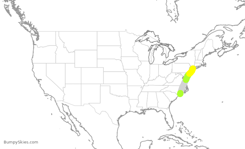 Turbulence forecast map for RPA4428, LGA to ILM