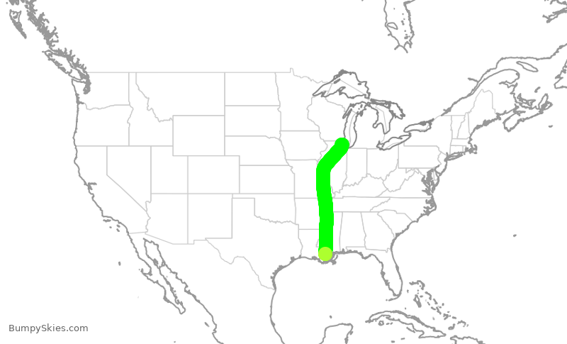 Turbulence forecast map for RPA4428, MSY to ORD