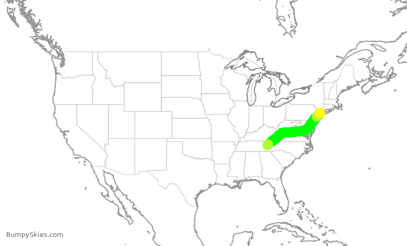 Turbulence forecast map for RPA4432, TYS to LGA