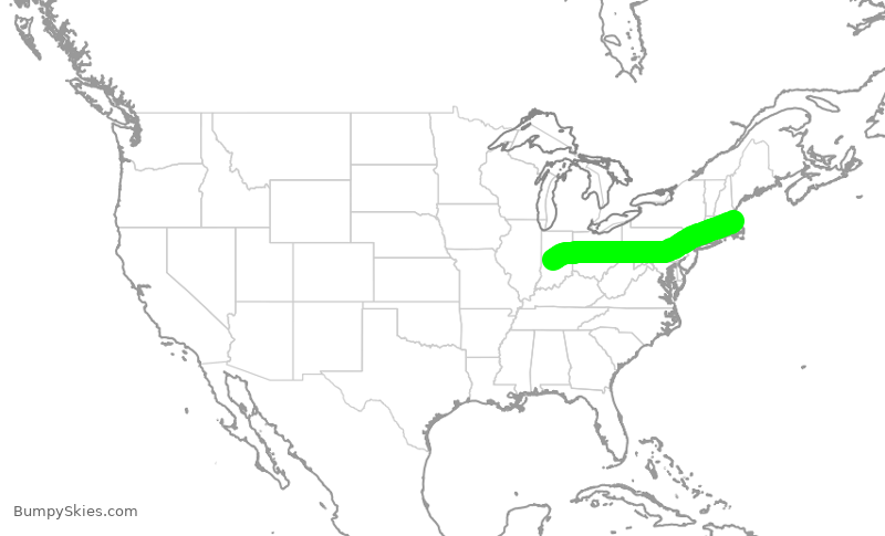 Turbulence forecast map for RPA4435, BOS to IND
