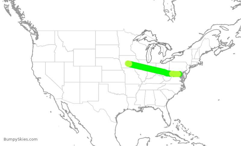 Turbulence forecast map for RPA4435, DCA to DSM