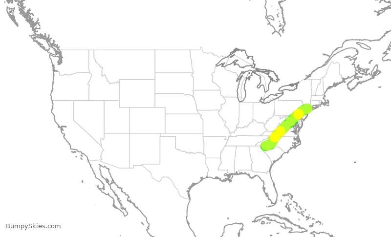 Turbulence forecast map for RPA4448, LGA to GSP