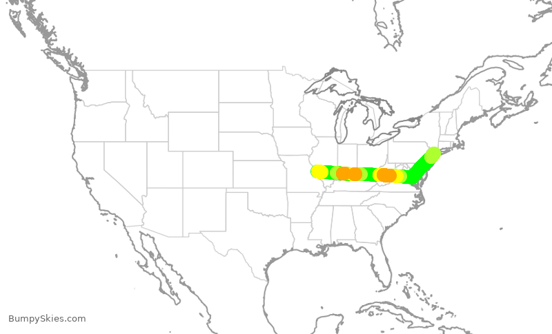 Turbulence forecast map for RPA4449, STL to LGA