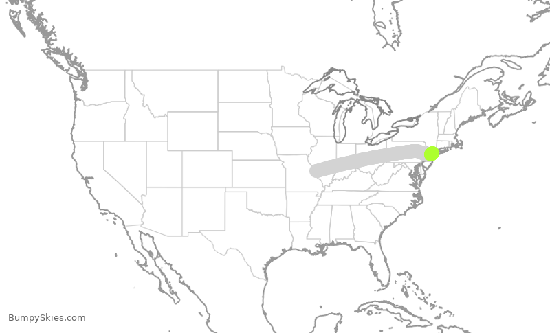 Turbulence forecast map for RPA4450, STL to LGA