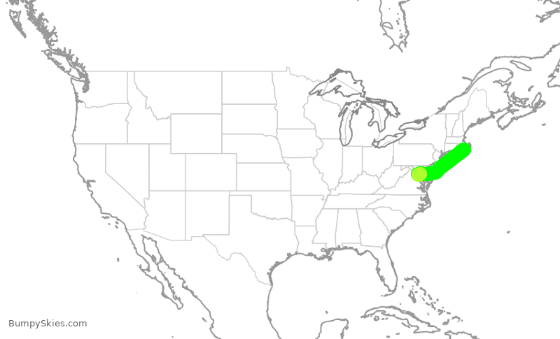 Turbulence forecast map for RPA4454, MVY to DCA