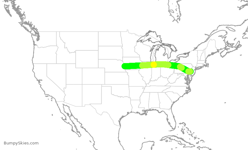 Turbulence forecast map for RPA4455, OMA to PHL