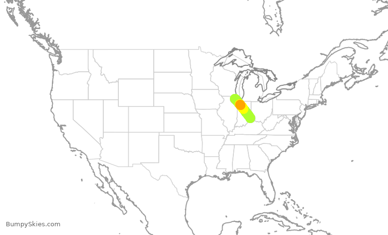 Turbulence forecast map for RPA4460, CVG to ORD