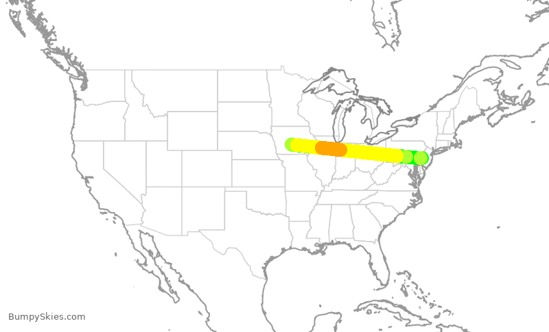 Turbulence forecast map for RPA4463, DSM to PHL