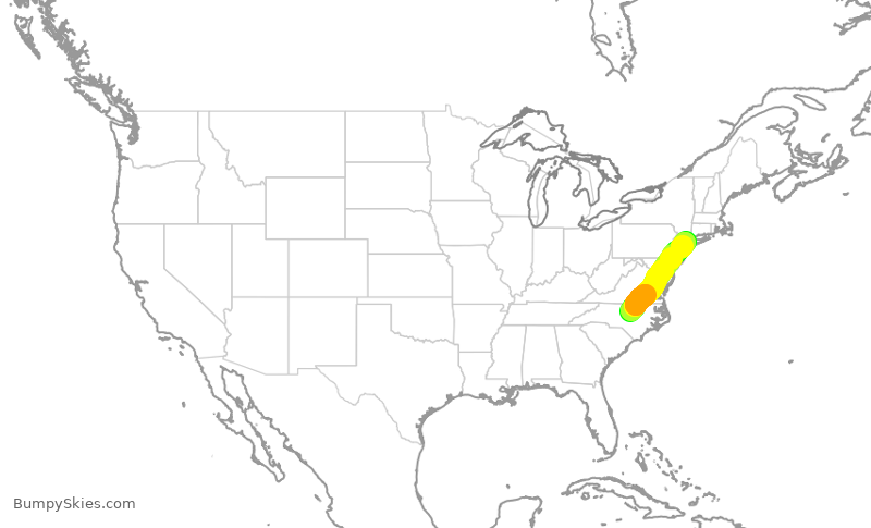 Turbulence forecast map for RPA4466, RDU to LGA