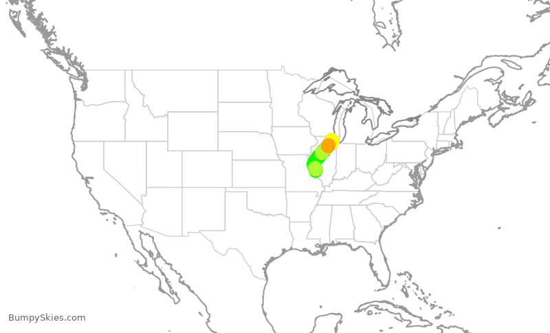 Turbulence forecast map for RPA4469, STL to ORD