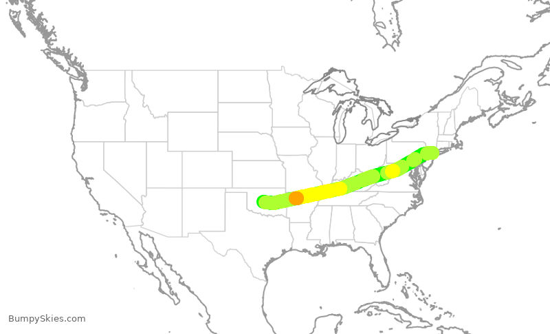 Turbulence forecast map for RPA4470, LGA to OKC