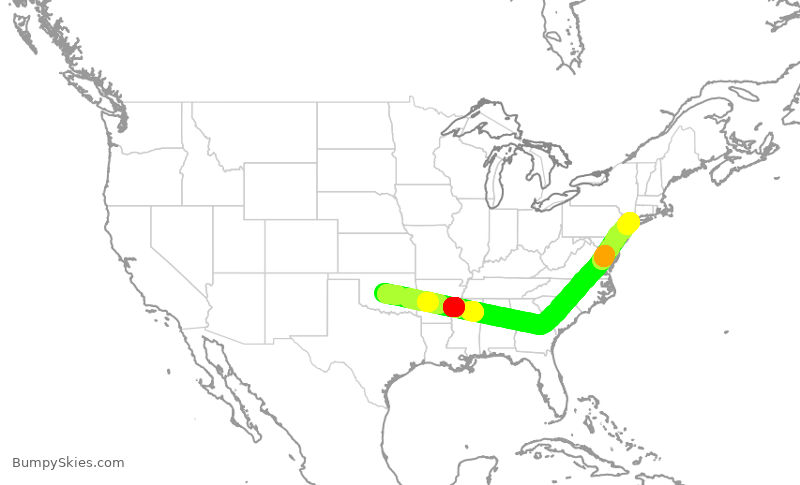 Turbulence forecast map for RPA4470, OKC to LGA