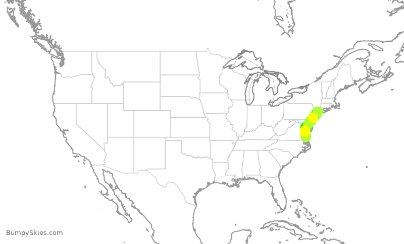 Turbulence forecast map for RPA4471, ORF to LGA