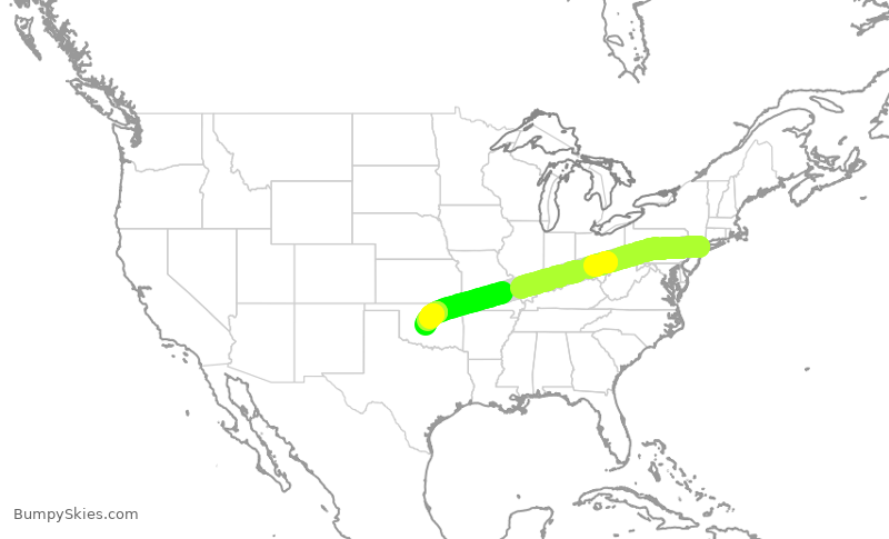 Turbulence forecast map for RPA4472, LGA to OKC