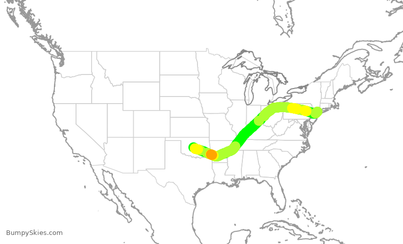 Turbulence forecast map for RPA4472, OKC to LGA