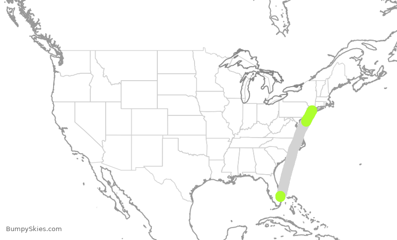 Turbulence forecast map for RPA4475, LGA to PBI