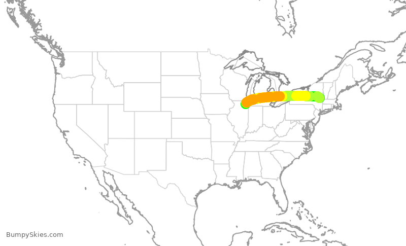 Turbulence forecast map for RPA4476, ALB to ORD