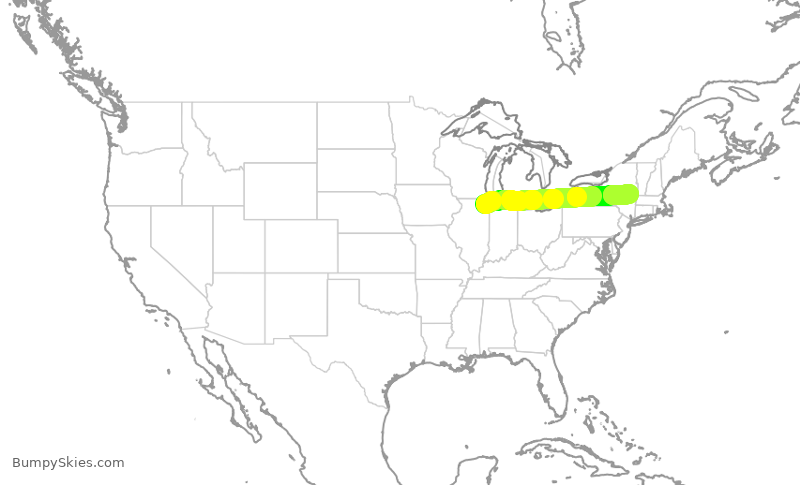 Turbulence forecast map for RPA4476, ORD to ALB
