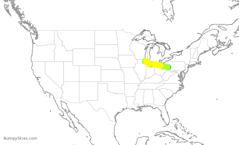 Turbulence forecast map for RPA4478, PIT to ORD