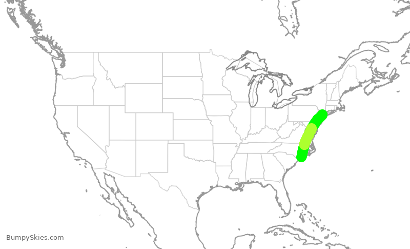 Turbulence forecast map for RPA4483, ILM to LGA