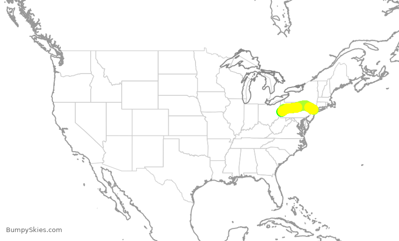 Turbulence forecast map for RPA4483, LGA to PIT