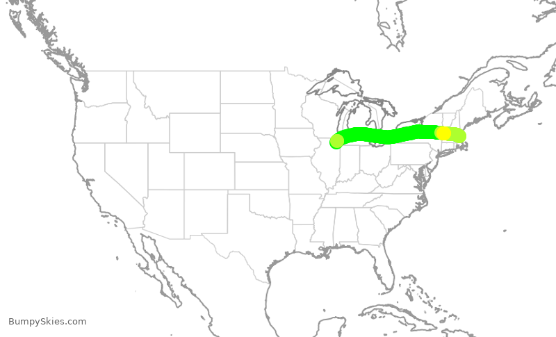 Turbulence forecast map for RPA4486, BOS to ORD