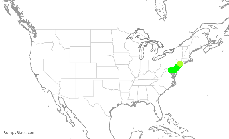 Turbulence forecast map for RPA4487, DCA to LGA