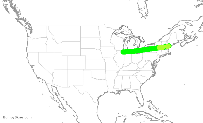 Turbulence forecast map for RPA4488, ORD to PWM